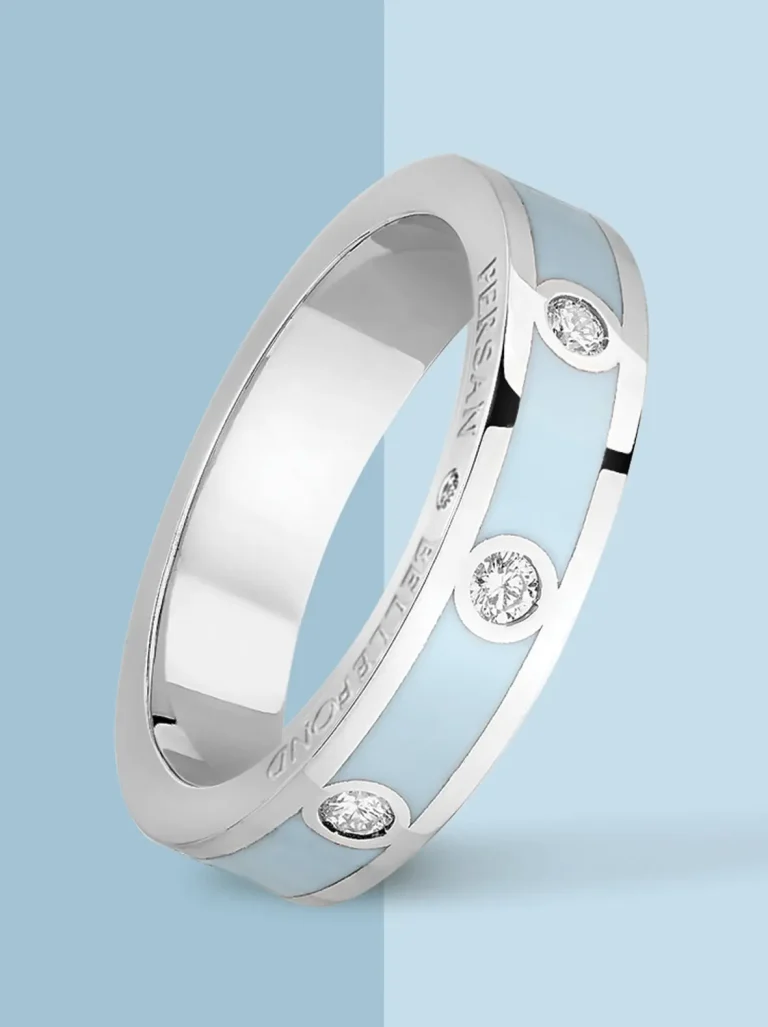 Bague classique Bleu Jodhpur sur fond bicolore